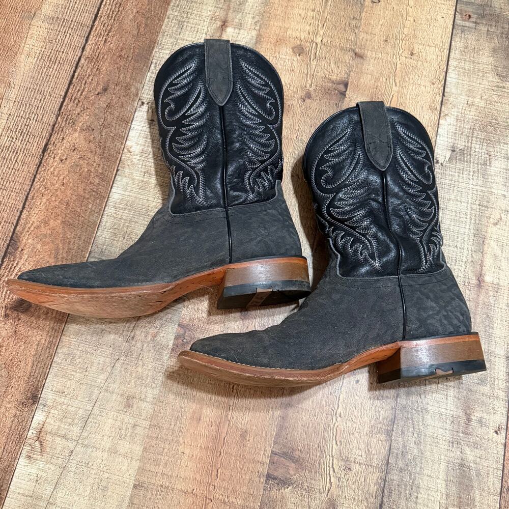 Ariat Black Elephant Roughout Wiley Boots Sz 11.5 D Cowboy Western Square Toe - Picture 2 of 8